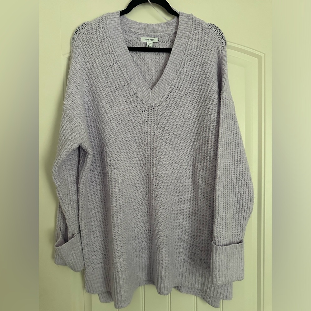 Plus Size Nine West V Neck Sweater